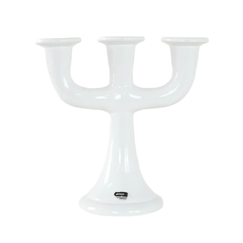 Świecznik, biały, ceramika, Guldkroken Hjo, Szwecja, lata 70.