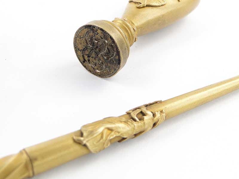 Komplet do pisania empire, złoty, brąz złocony kryształ, Francja, lata 40. - 173878