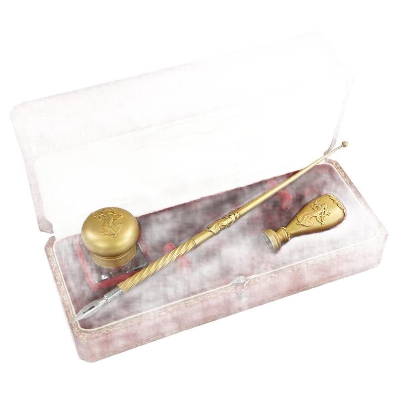 Writing set Empire, golden, gilt bronze crystal, France, 1840s