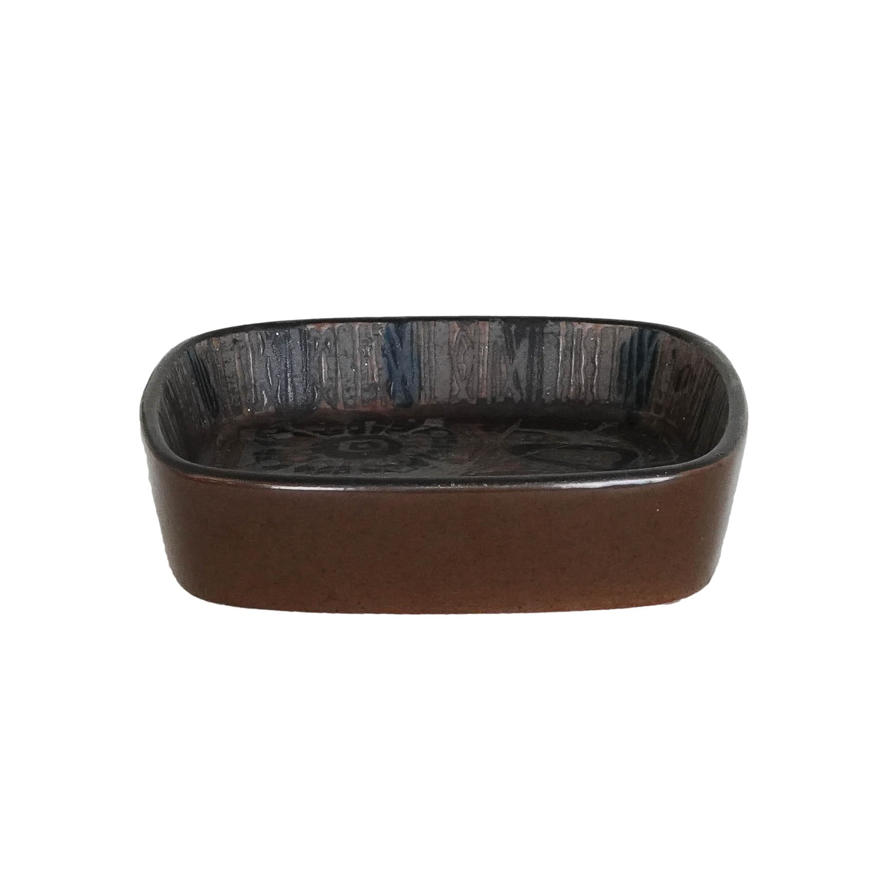 Bowl Baca, dark brown ceramics, by N. Thorsson, Royal Copenhagen, Denmark, 1970s.