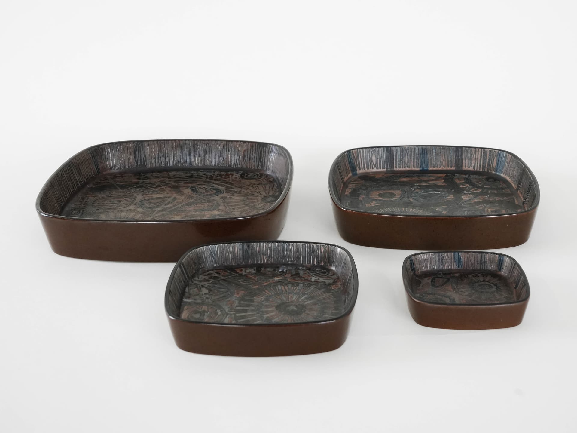 Bowl Baca, dark brown ceramics, by N. Thorsson, Royal Copenhagen, Denmark, 1970s. - 173941