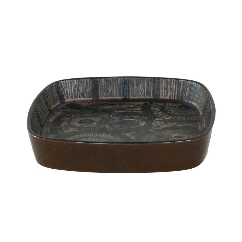 Bowl Baca, dark brown ceramics, by N. Thorsson, Royal Copenhagen, Denmark, 1970s.