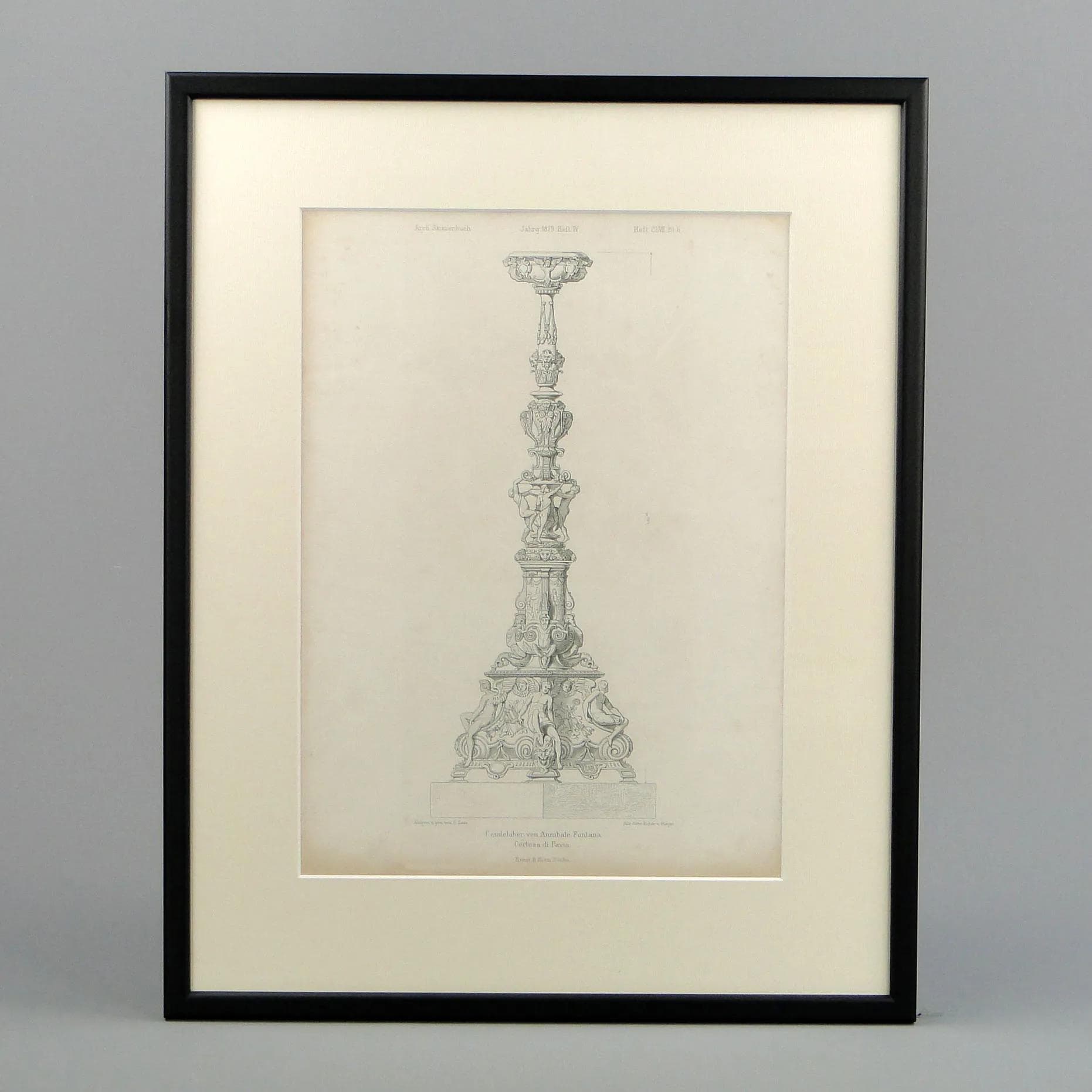 Grafika architektoniczna, czarny, papier, proj. A. Fontana, Niemcy, XIX w. - 11588