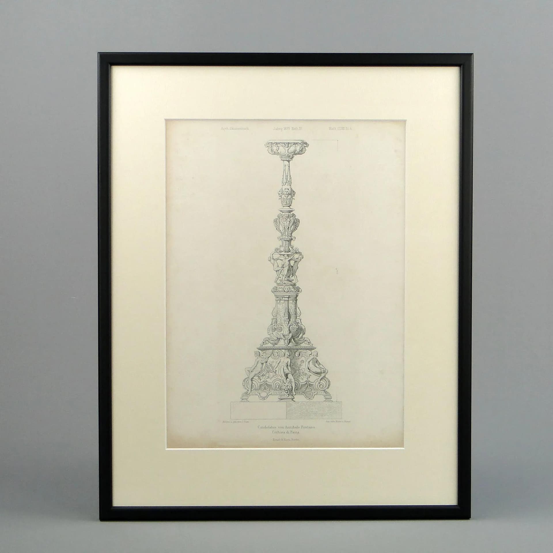 Grafika architektoniczna, czarny, papier, proj. A. Fontana, Niemcy, XIX w. - 11593