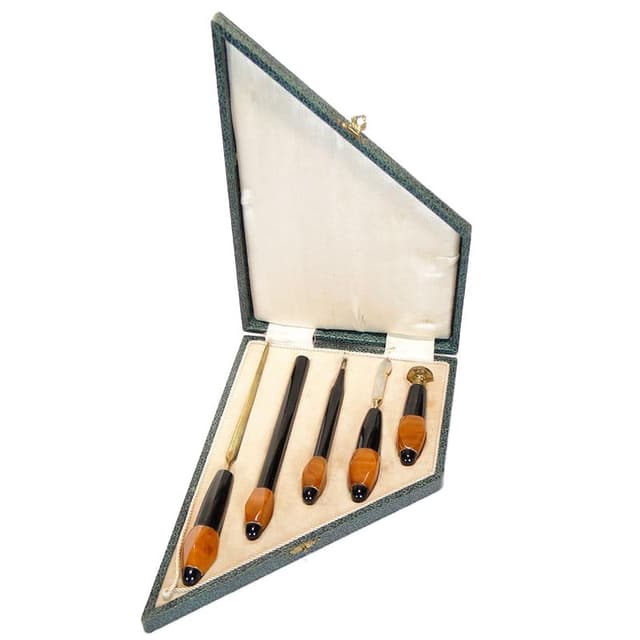 Komplet bakelitowych przyborów piśmienniczych Art Deco 1920 - WYMIARY