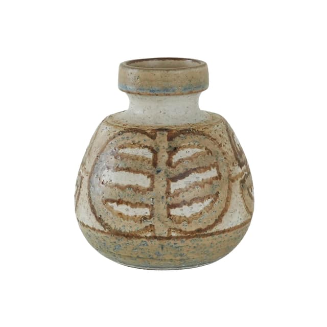 Wazon, beżowy, ceramika, Søholm, Dania, lata 60. - WYMIARY