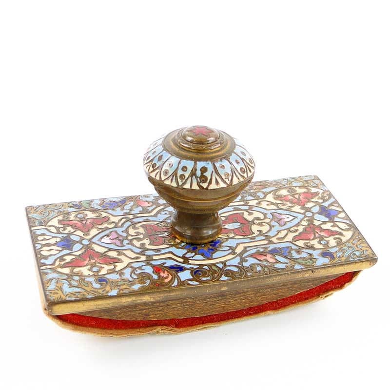 Bibularz z brązu na damskie biurko, emaliowany Francja XIX w - 174053