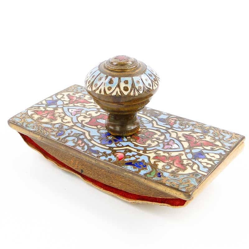 Bibularz z brązu na damskie biurko, emaliowany Francja XIX w - 174055