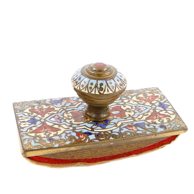 Bibularz z brązu na damskie biurko, emaliowany Francja XIX w - WYMIARY