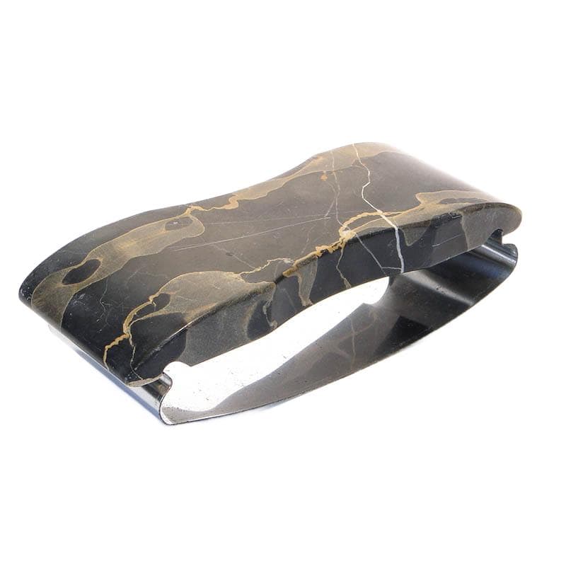 Desk blotter Art Deco, black marble, chromed steel, Poland, 1920s