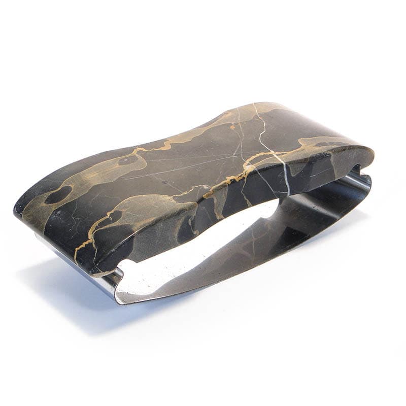 Desk blotter Art Deco, black marble, chromed steel, Poland, 1920s - 174066