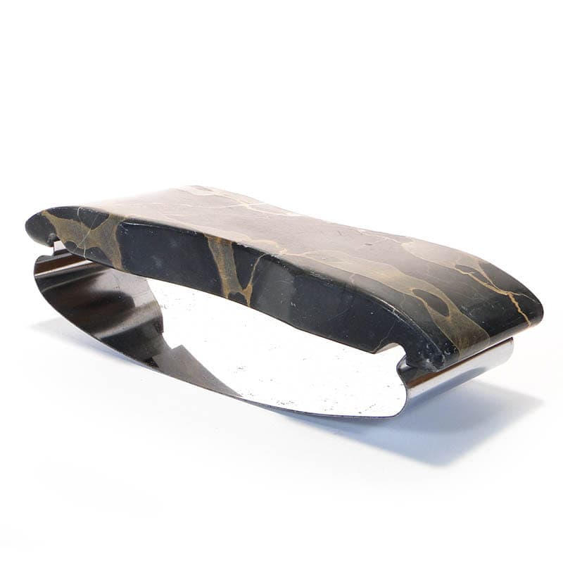 Desk blotter Art Deco, black marble, chromed steel, Poland, 1920s - 174062