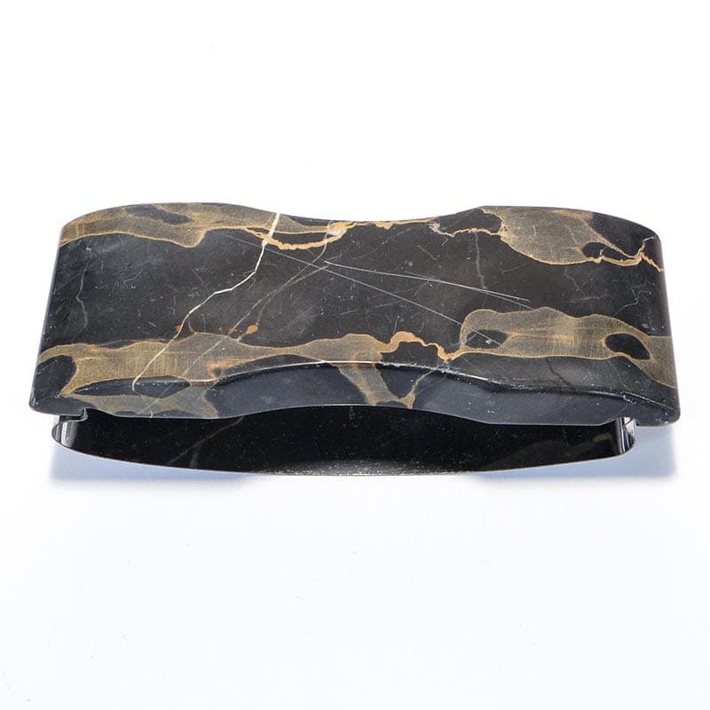 Desk blotter Art Deco, black marble, chromed steel, Poland, 1920s - 174063