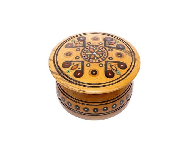 Cylindryczne pudełko huculskie z poł. XX w - WYMIARY