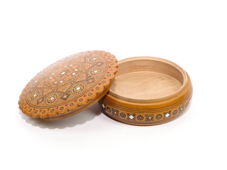 Duże cylindryczne pudełko huculskie z poł. XX w - 174082