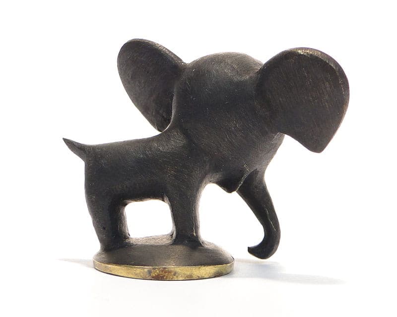 Figurka słonia, brąz ciemnobrązowy, proj. H. Baller, Austria, lata 50. - 174143