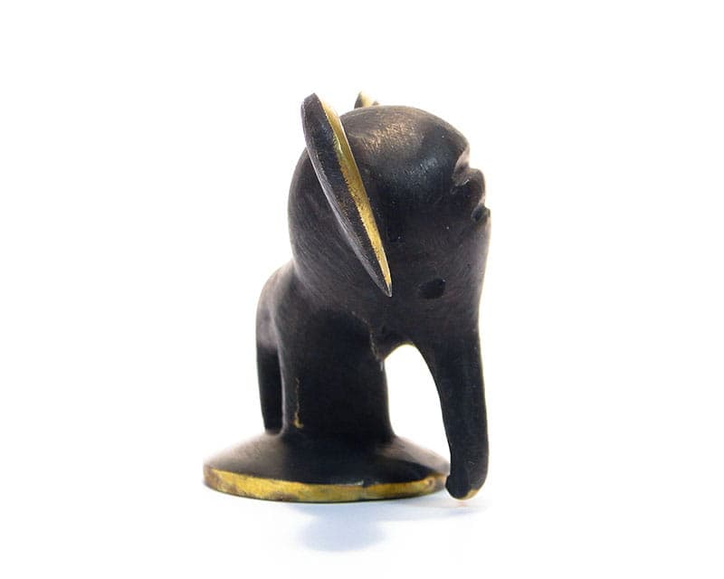 Figurka słonia, brąz ciemnobrązowy, proj. H. Baller, Austria, lata 50. - 174145