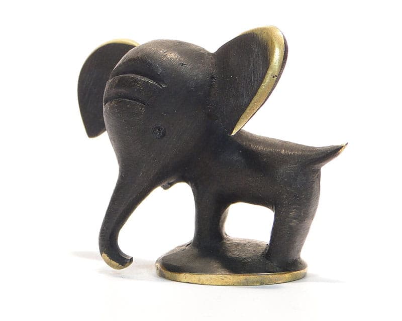 Figurka słonia, brąz ciemnobrązowy, proj. H. Baller, Austria, lata 50. - 174146