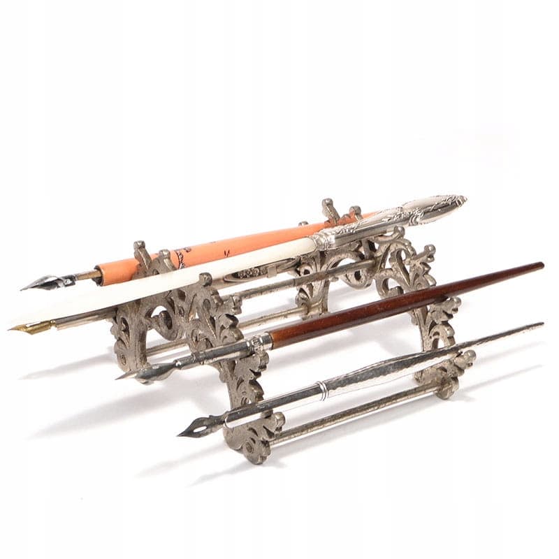 Neo-baroque pen stand, silver, metal, Poland, early 20th c. - 174167