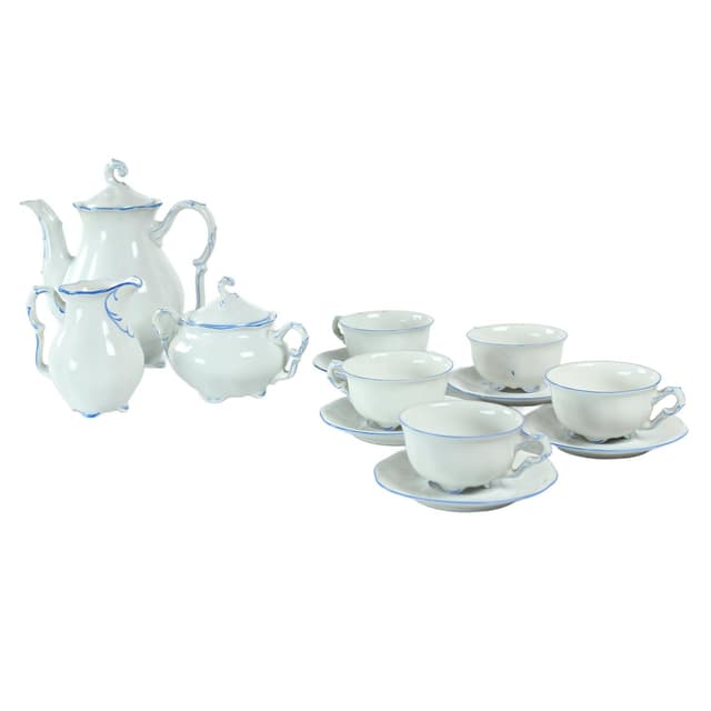 Zestaw do kawy i herbaty, biały, porcelana, Pirkenhammer Brezova, Czechy, lata 60. - WYMIARY