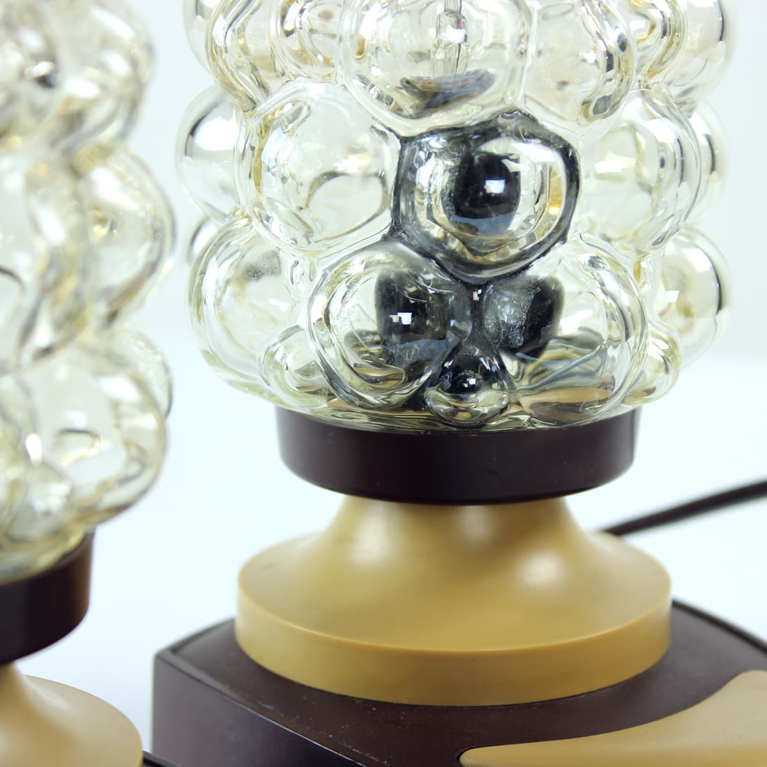 para lamp stołowych Space Age, brązowy, plastik szkło, proj. H. Tynell, Austria, lata 60. - 174351