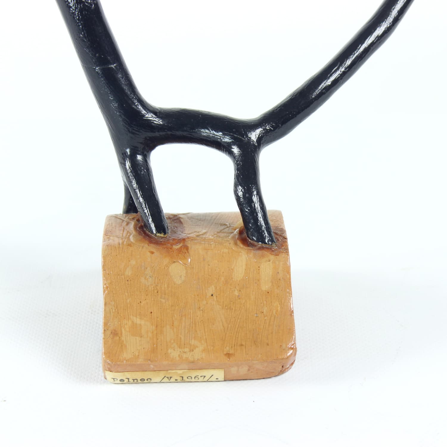 Rzeźba abstrakcyjna zwierzę, ceramika ciemnobrązowa, aut. Pelnec, lata 60. - 174377