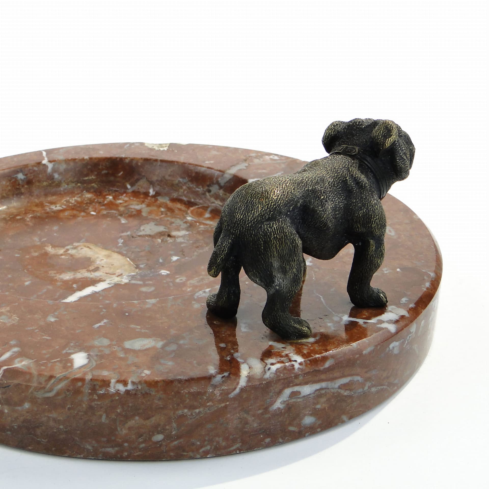 Business card tray Art Deco, maroon marble, bronze metal, France, 1920s. - 174418