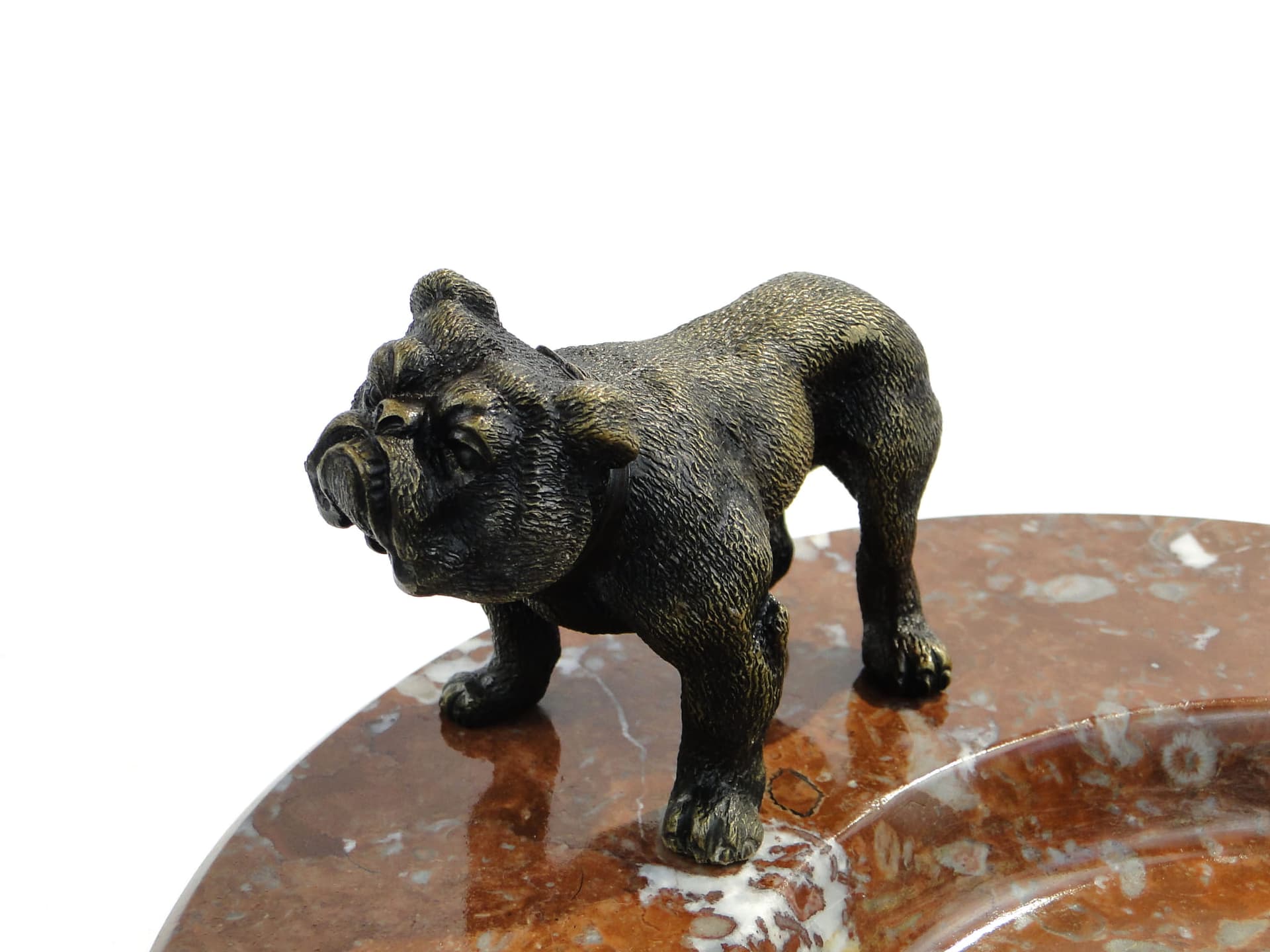 Business card tray Art Deco, maroon marble, bronze metal, France, 1920s. - 174413