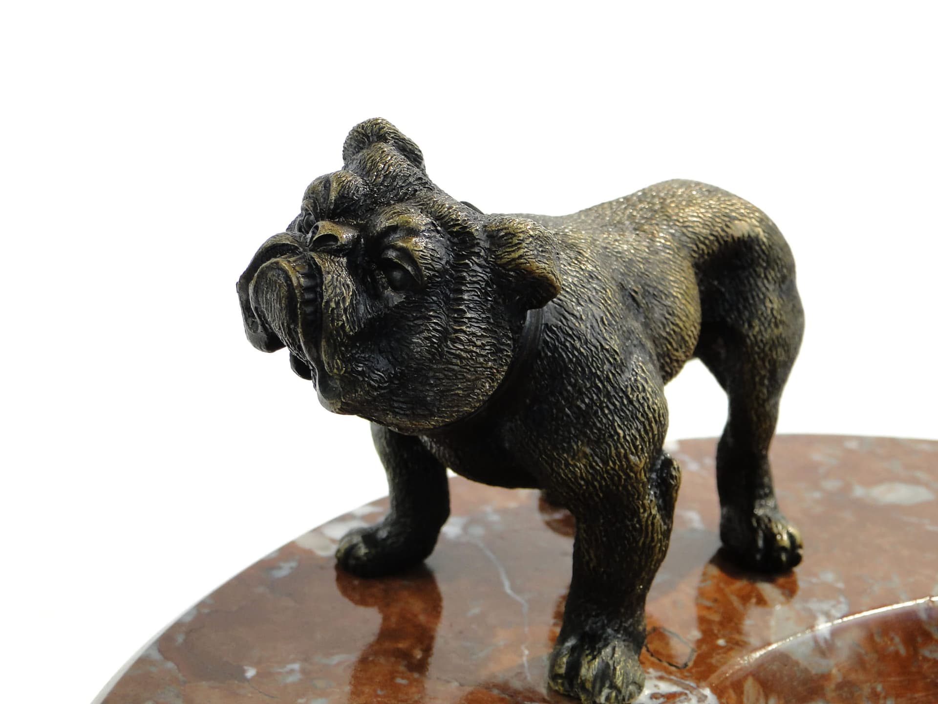 Business card tray Art Deco, maroon marble, bronze metal, France, 1920s. - 174414