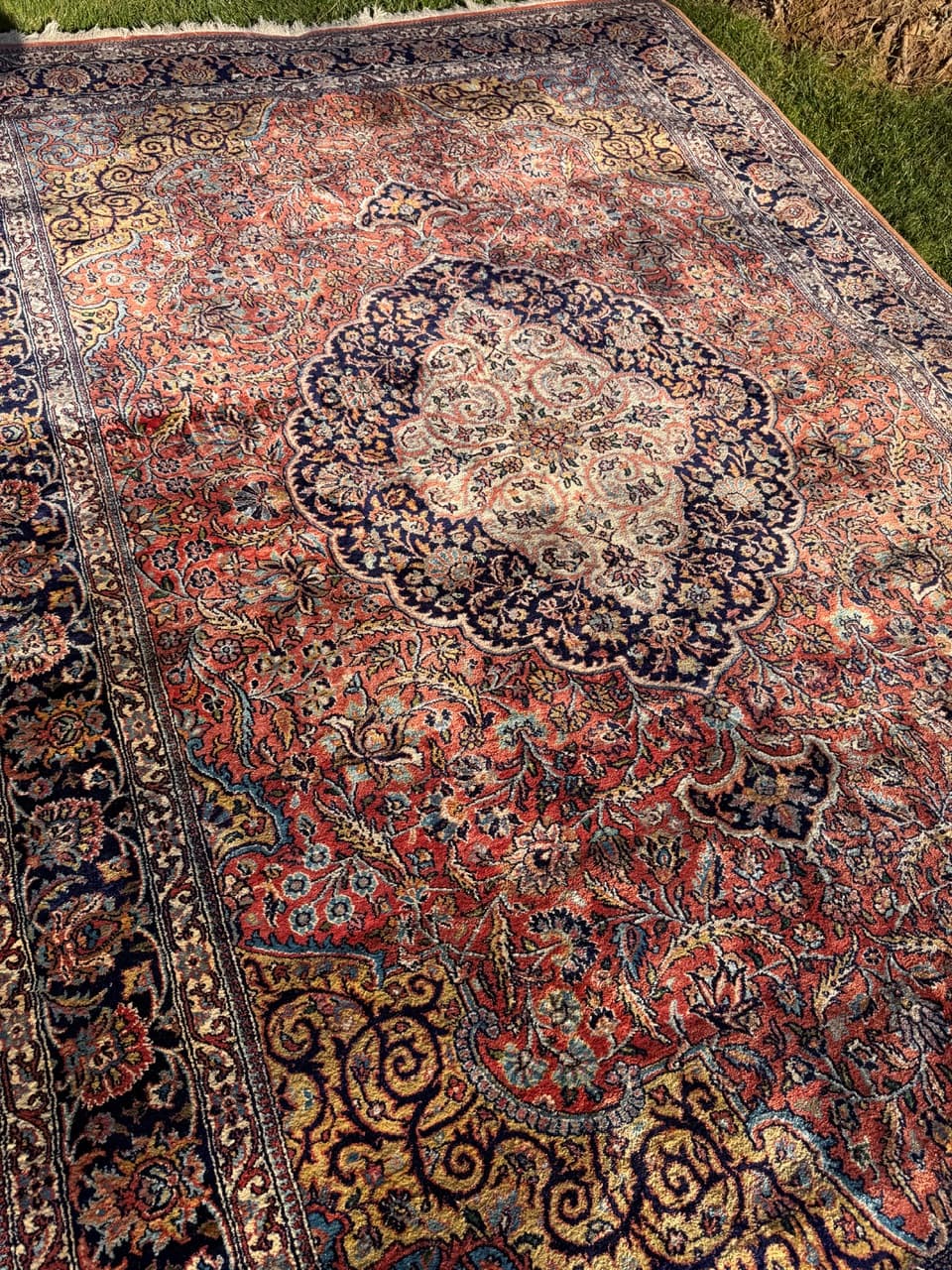 Rug Ghoum, red, silk, India, 280x175 cm - 174604