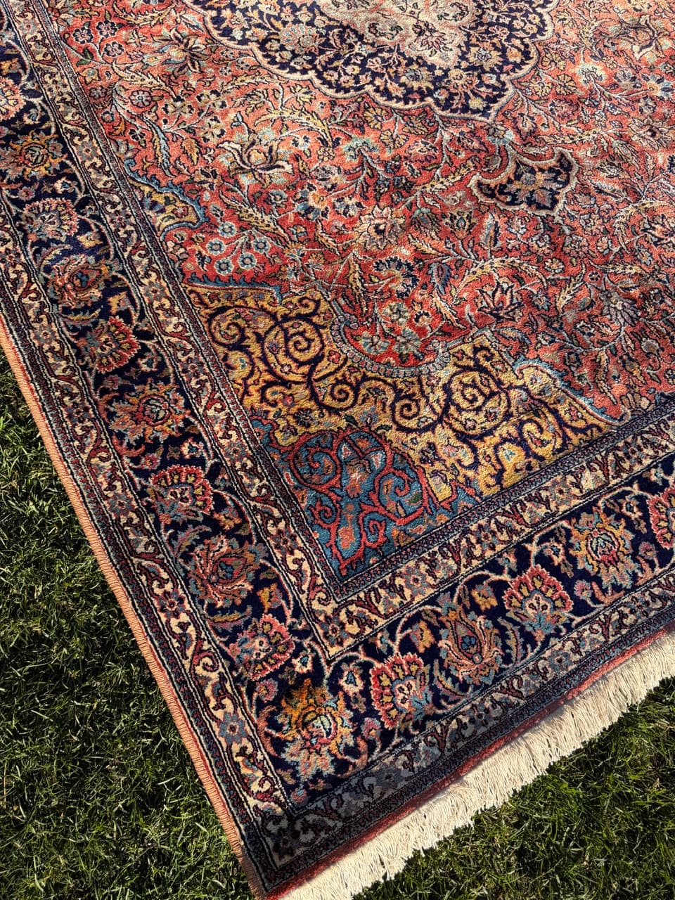 Rug Ghoum, red, silk, India, 280x175 cm - 174602