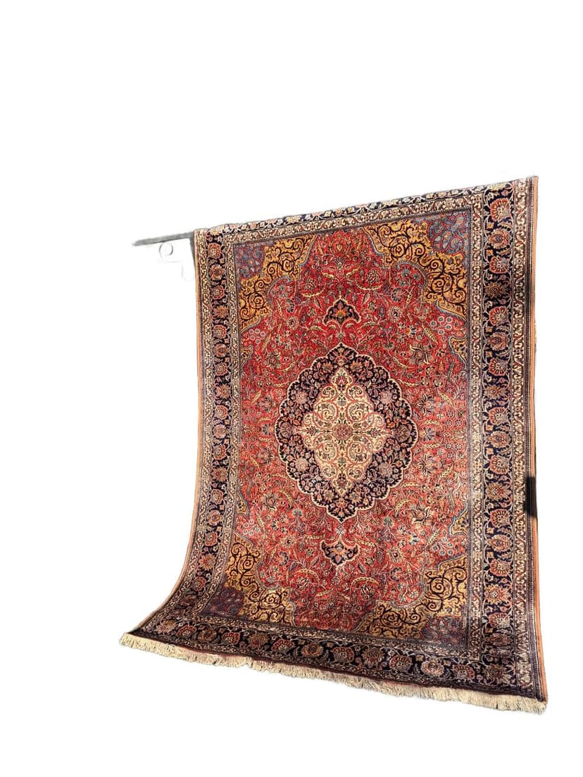 Rug Ghoum, red, silk, India, 280x175 cm