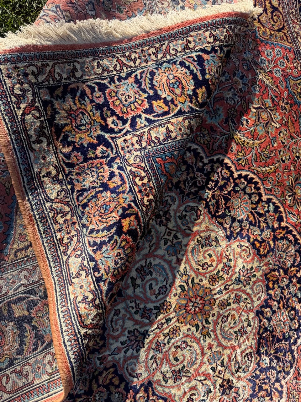 Rug Ghoum, red, silk, India, 280x175 cm - 174594