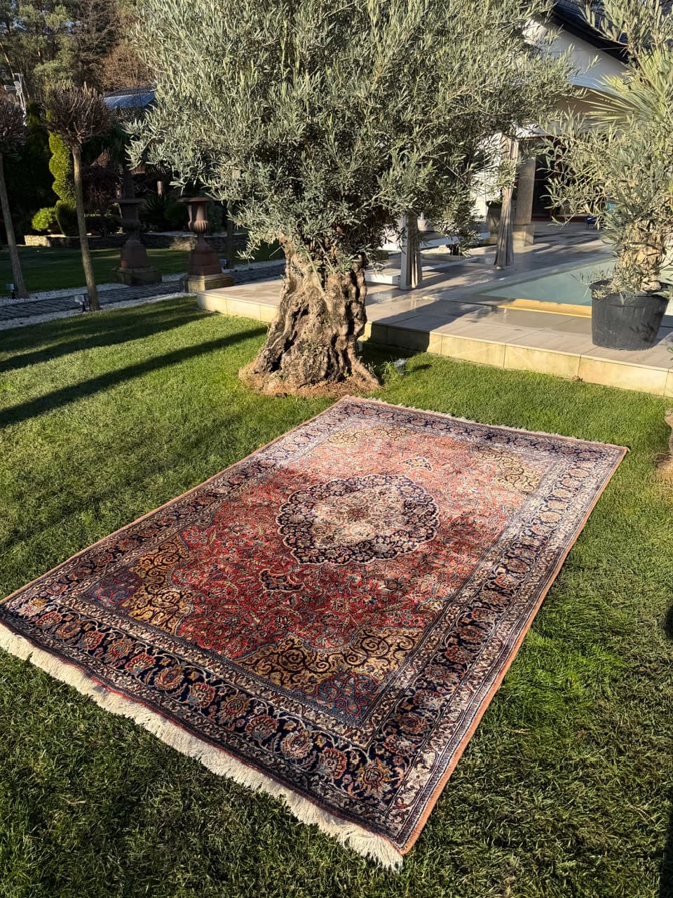 Rug Ghoum, red, silk, India, 280x175 cm - 174595