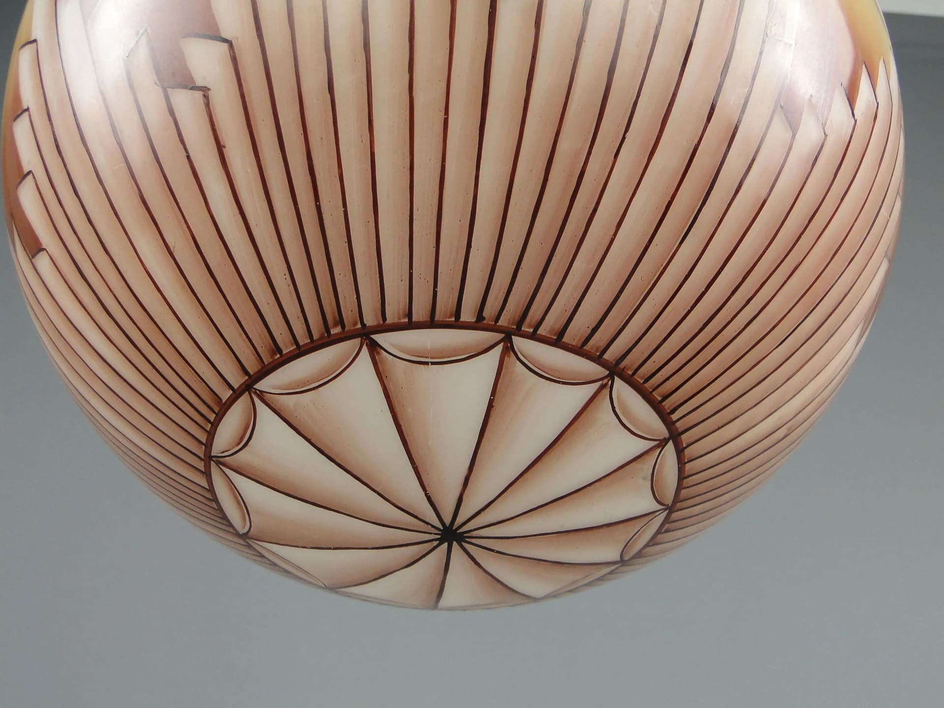 Pendant lamp, Art Deco, ivory white glass, brass, Austria, early 20th c. - 11621