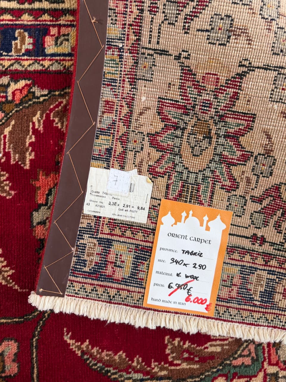 Persian Rug Tabriz 340x290 cm, red, wool, Iran - 174682