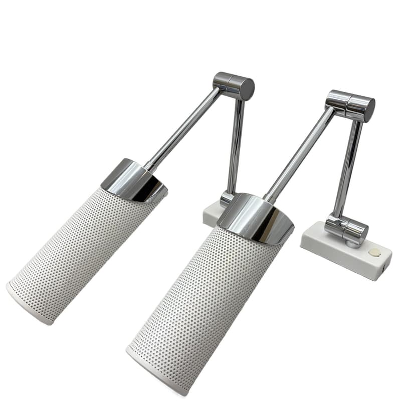 Para kinkietów, Baulmann Leuchten, biały, mosiądz chromowany, Niemcy, lata 90.