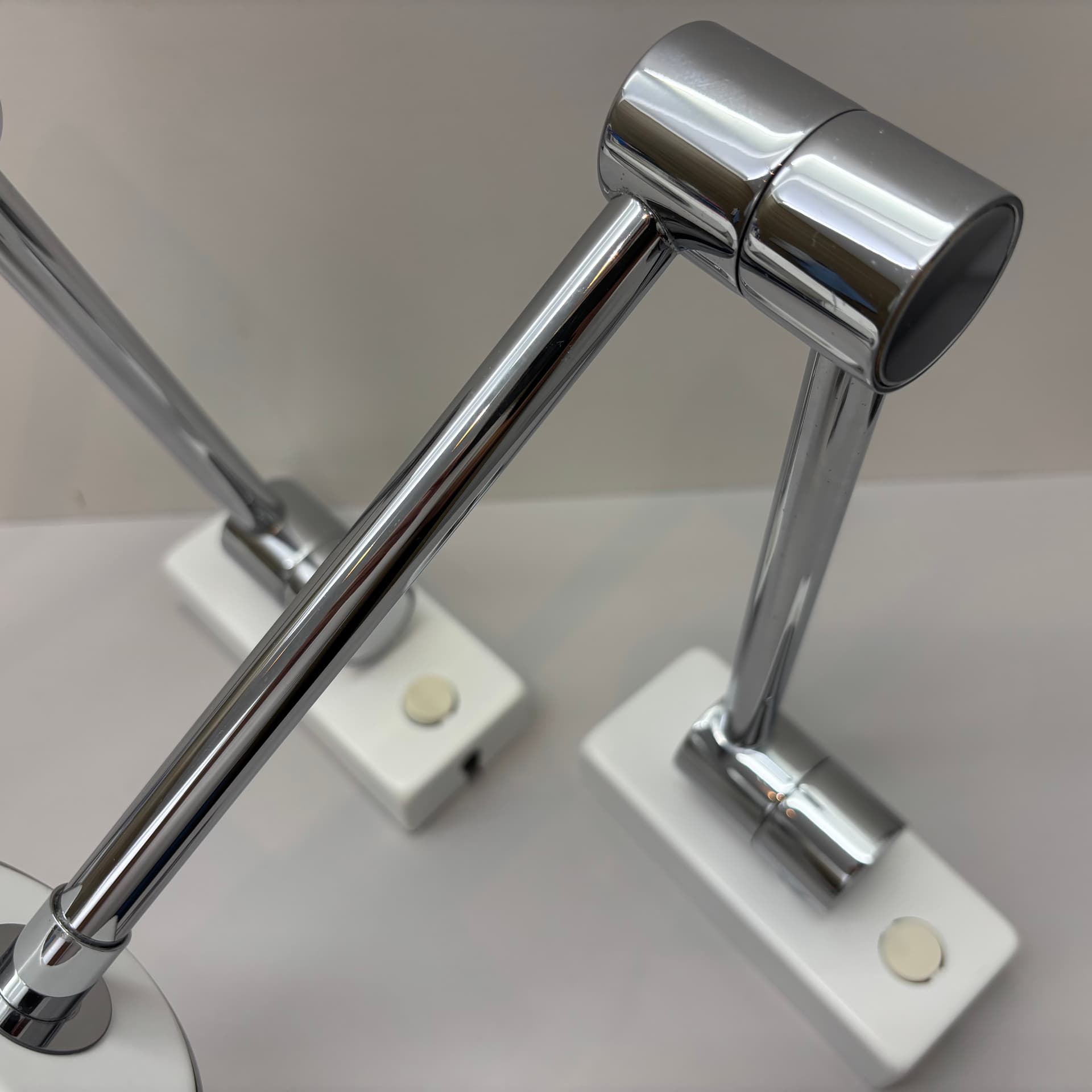 Pair of wall lights, Baulmann Leuchten, white, chrome-plated brass, Germany, 1990s. - 174716