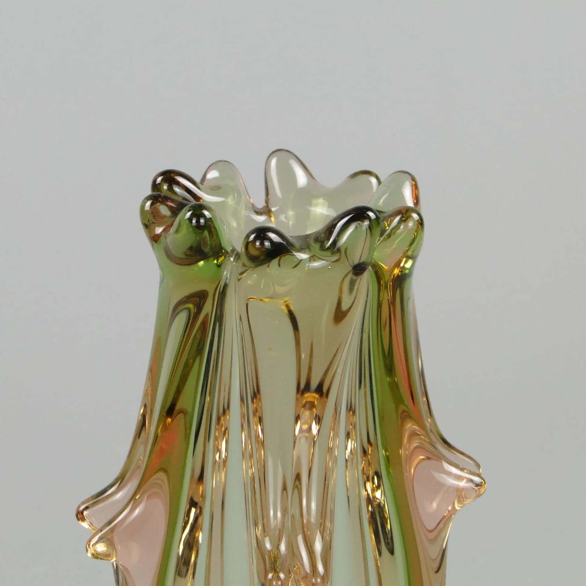 Vase, multicolor glass, by J. Beranek, Skrdlovice, Czechoslovakia, 1960s. - 11658