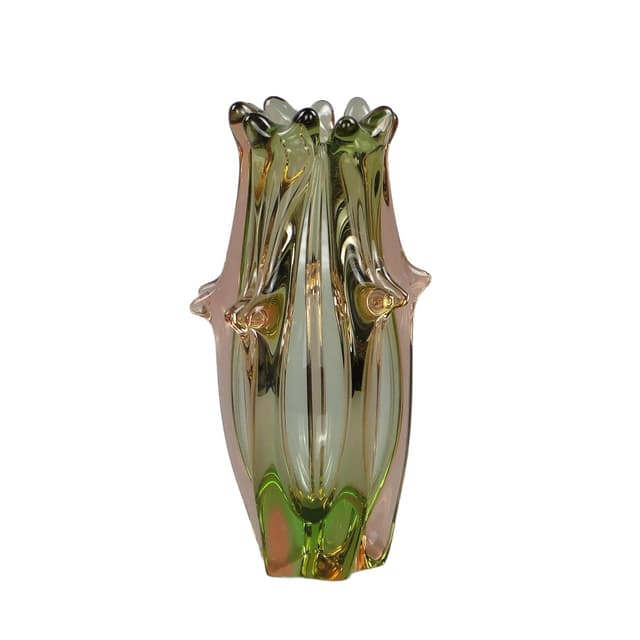 Vase, multicolor glass, by J. Beranek, Skrdlovice, Czechoslovakia, 1960s. - DIMENSION