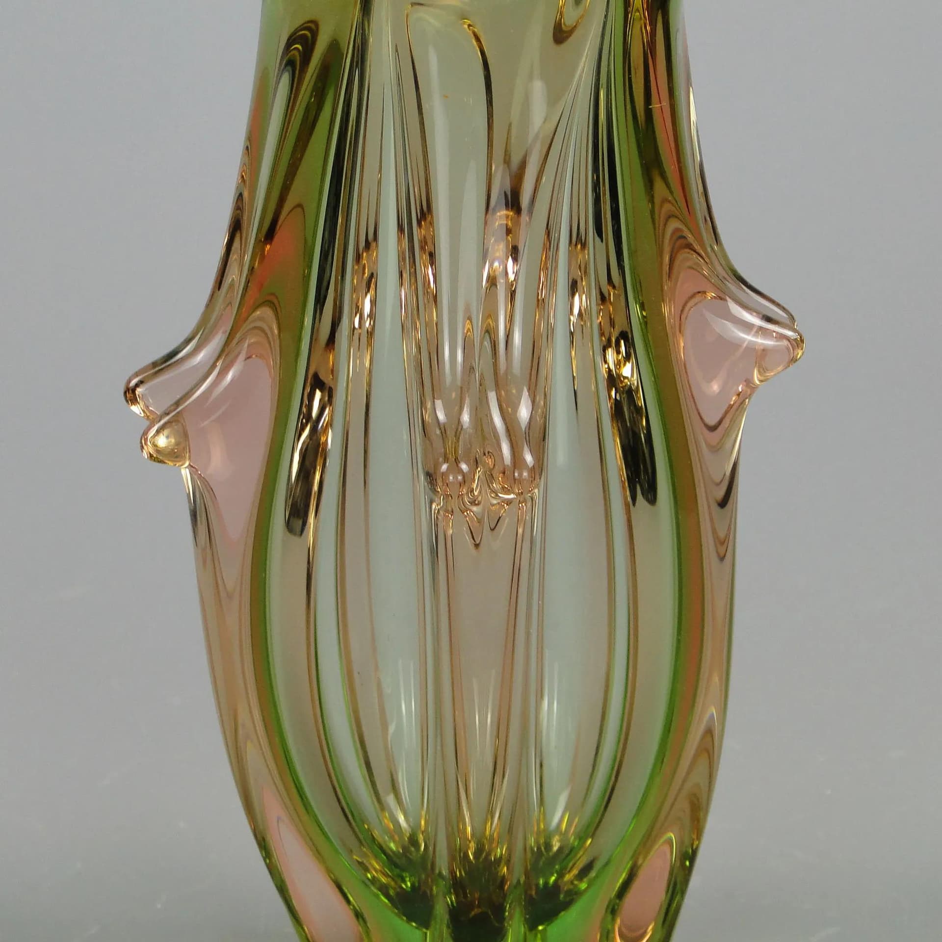 Vase, multicolor glass, by J. Beranek, Skrdlovice, Czechoslovakia, 1960s. - 11659