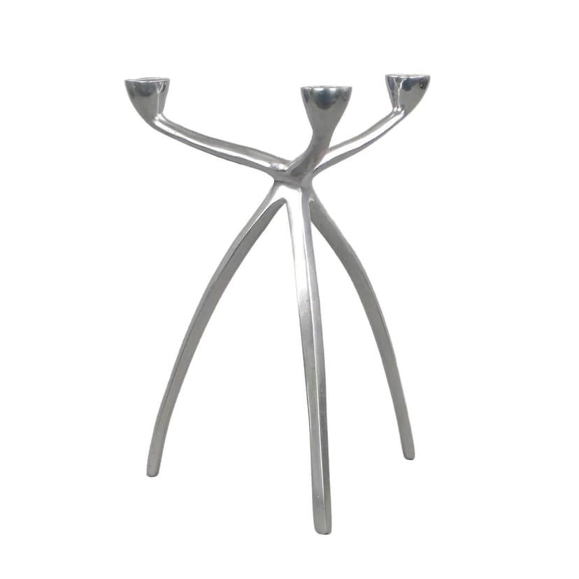 Świecznik Alu, aluminium srebrny, proj. M. Hilton, Wielka Brytania, lata 80.