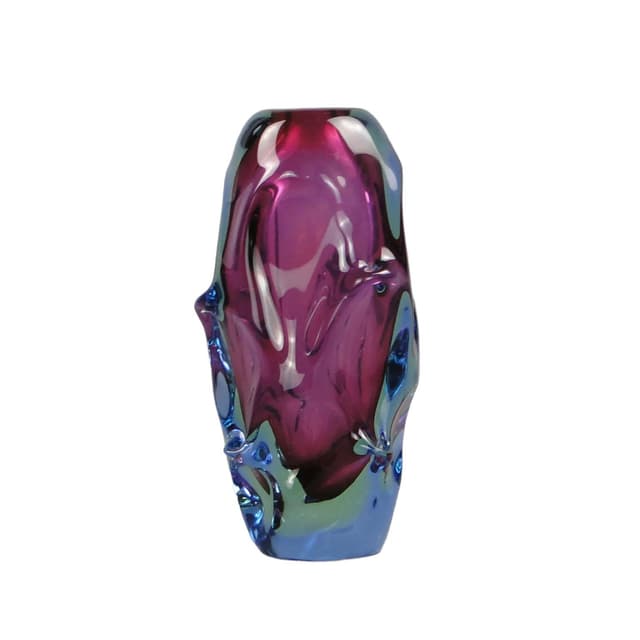 Vase, multicolor glass, by J. Beranek, Skrdlovice, Czechoslovakia, 1960s. - DIMENSION