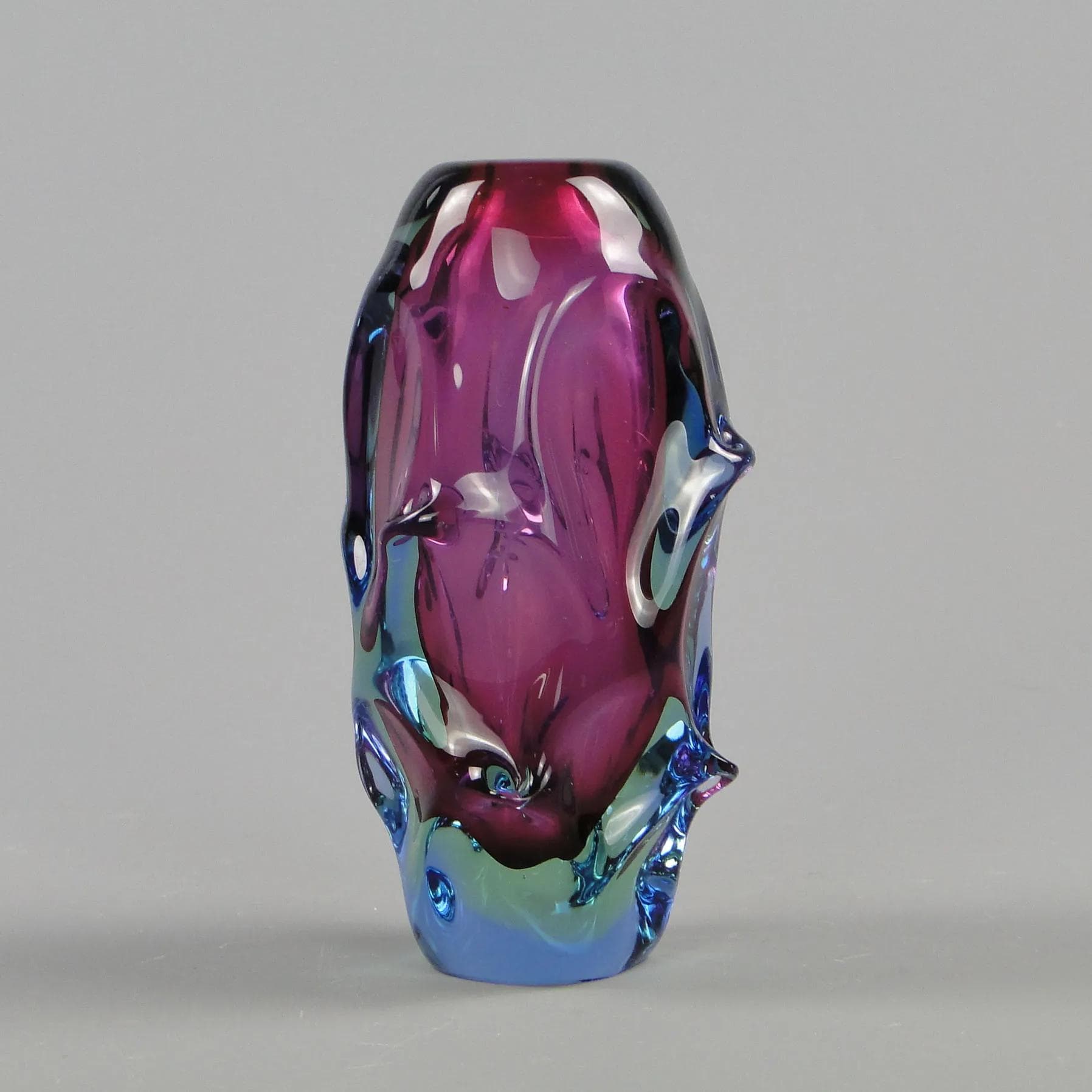 Vase, multicolor glass, by J. Beranek, Skrdlovice, Czechoslovakia, 1960s. - 11761