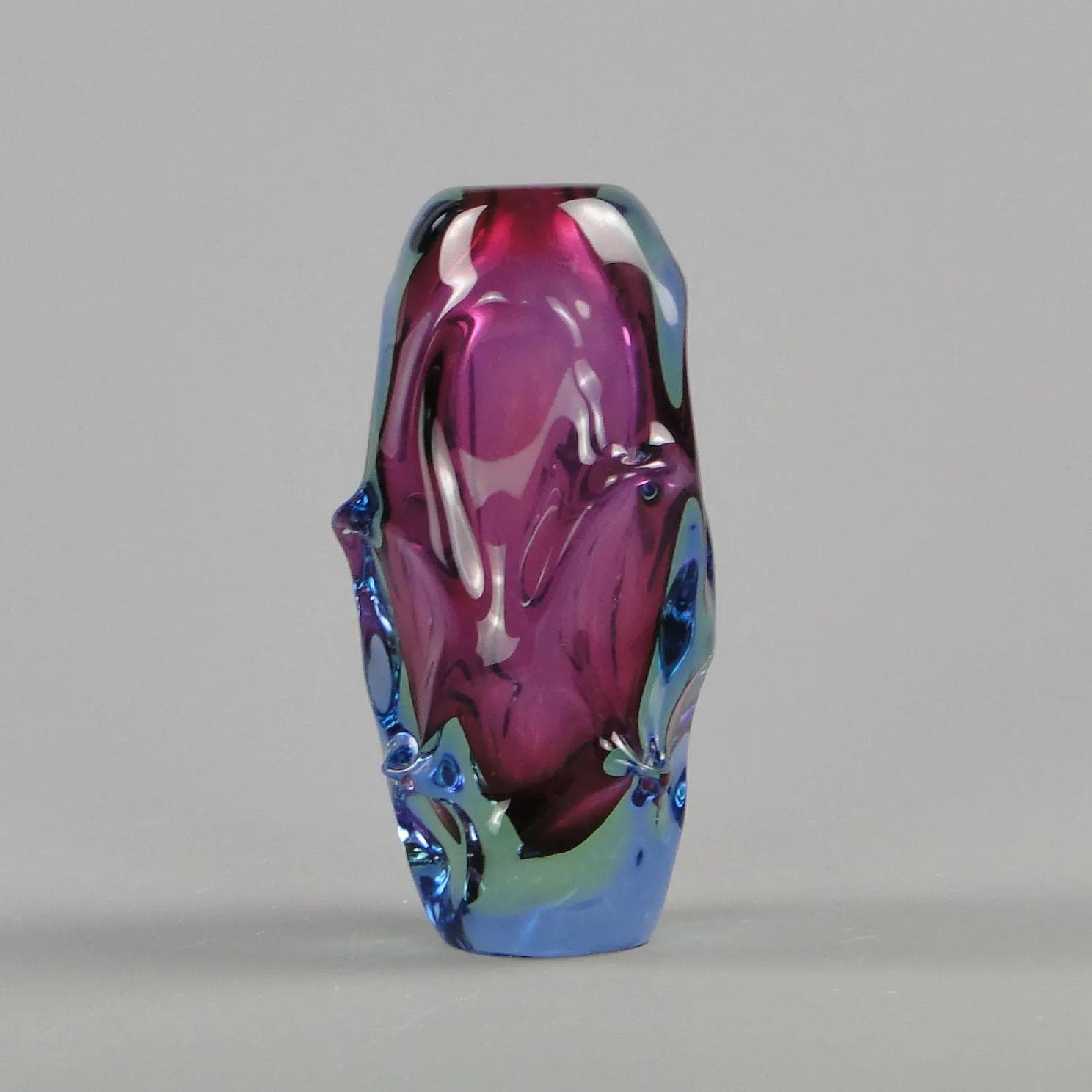 Vase, multicolor glass, by J. Beranek, Skrdlovice, Czechoslovakia, 1960s. - 11760