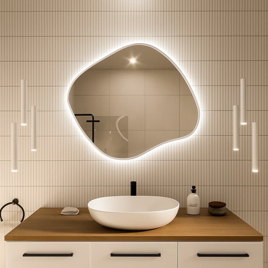 Irregular Mirror Tiny Border Stain III, 70x60 cm, white, neutral light, Baltica - 174922