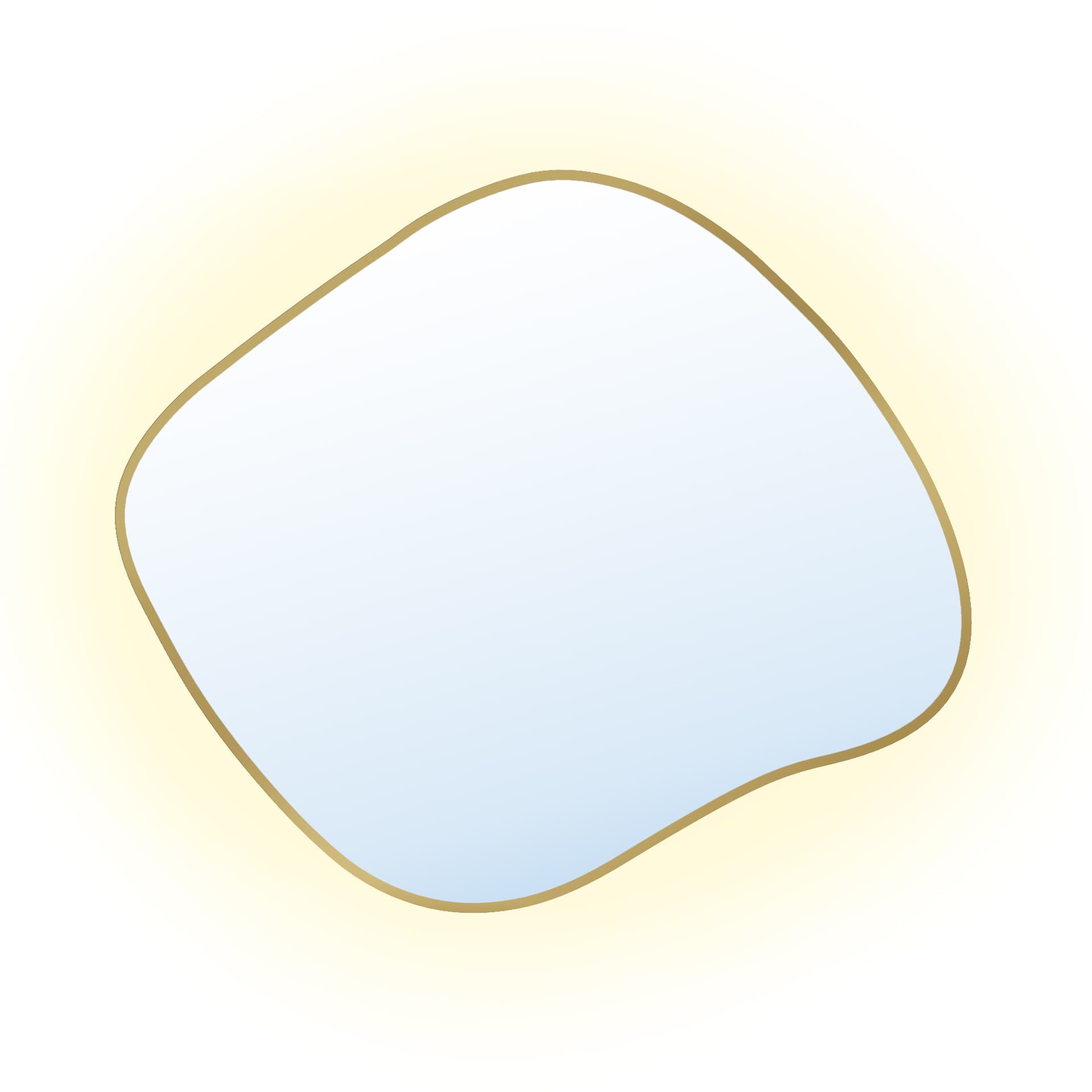 Irregular mirror Tiny Border Stain III, 90x77 cm, golden, warm light, Baltica