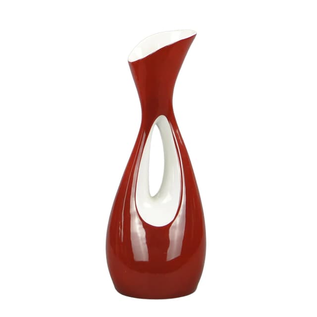 Wazon Calipso, czerwony, porcelana, proj. Z. Śliwowska-Wawrzyniak, Ćmielów, Polska, lata 50. - WYMIARY