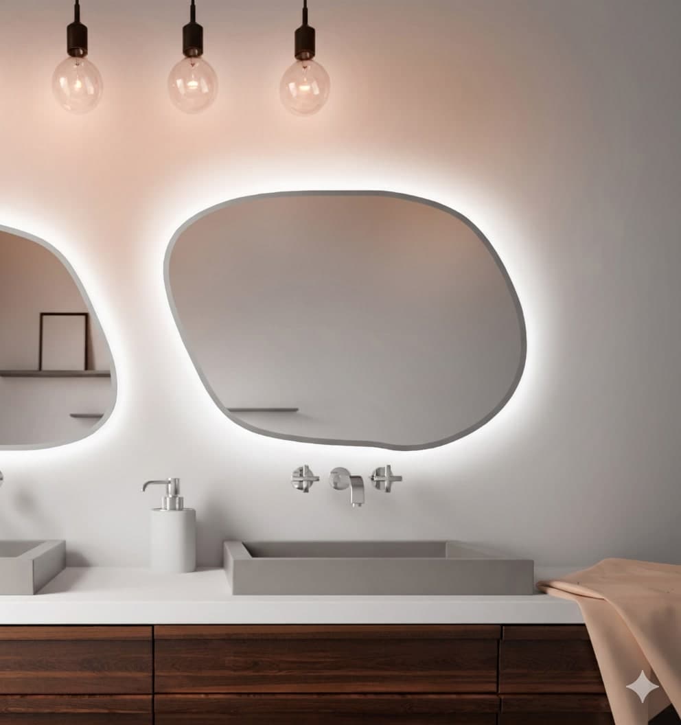 Irregular mirror Tiny Border Stain IV 100x71 cm, silver, neutral light, Baltica - 174778