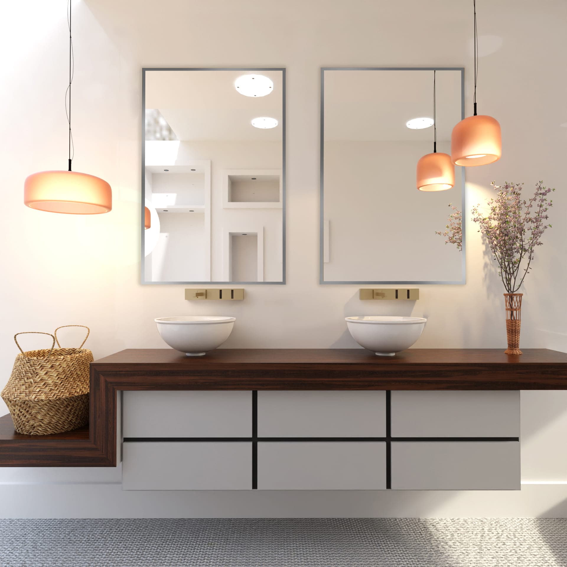 Rectangular mirror Tiny Border Straight 90x60 cm, silver, Baltica - 174763